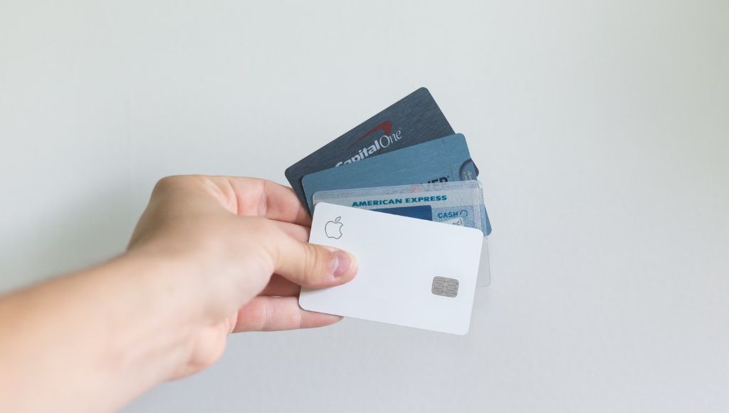 several credit cards fanned out
